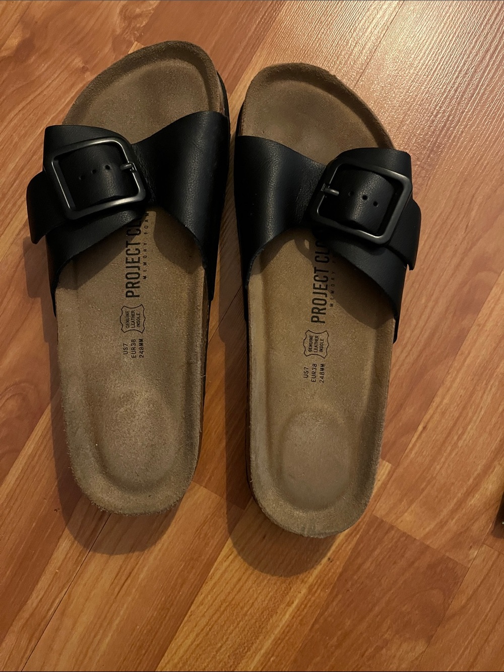 Project Cloud Black Single Buckle Slide Sandals Size 7